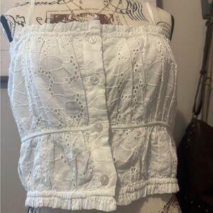 Altar de State White Eyelet Button-Down Women's Top